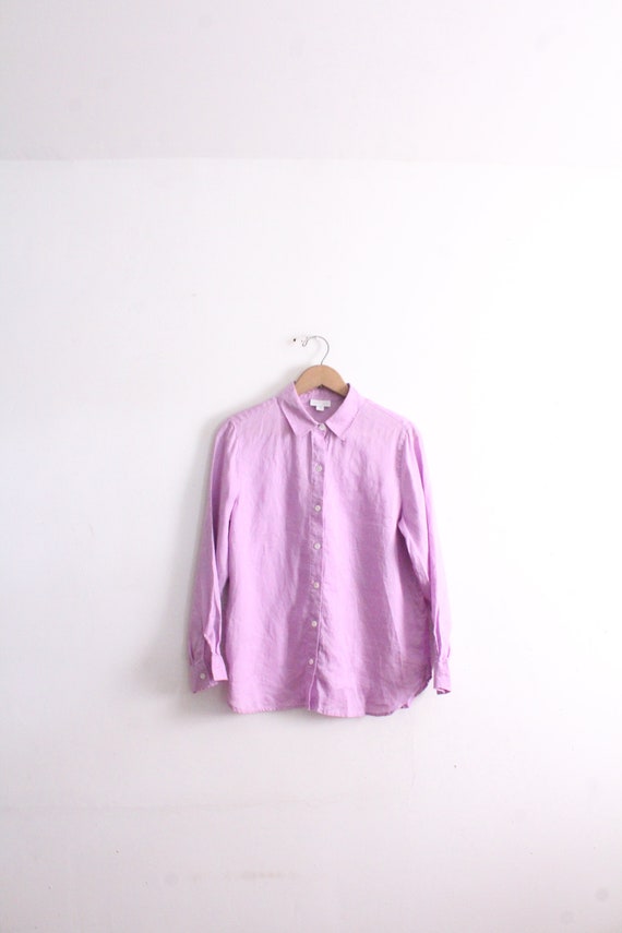 Minimal Lilac Linen 90s Blouse