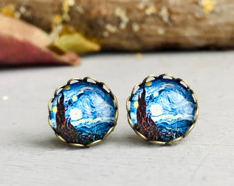 Stud Earrings Van Gogh  *The Starry Night*