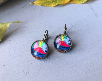 Dangle Earrings Pop Art *volcano*