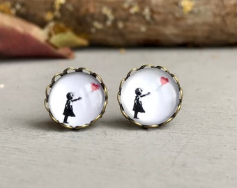 Stud Earrings Banksy *Girl with balloon*