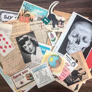 Authentic Vintage Ephemera Pack 50 Items! Collage Kit, Grab Bag, Junk Journal, Smashbook, Antique Paper, Art Journaling, Card Making