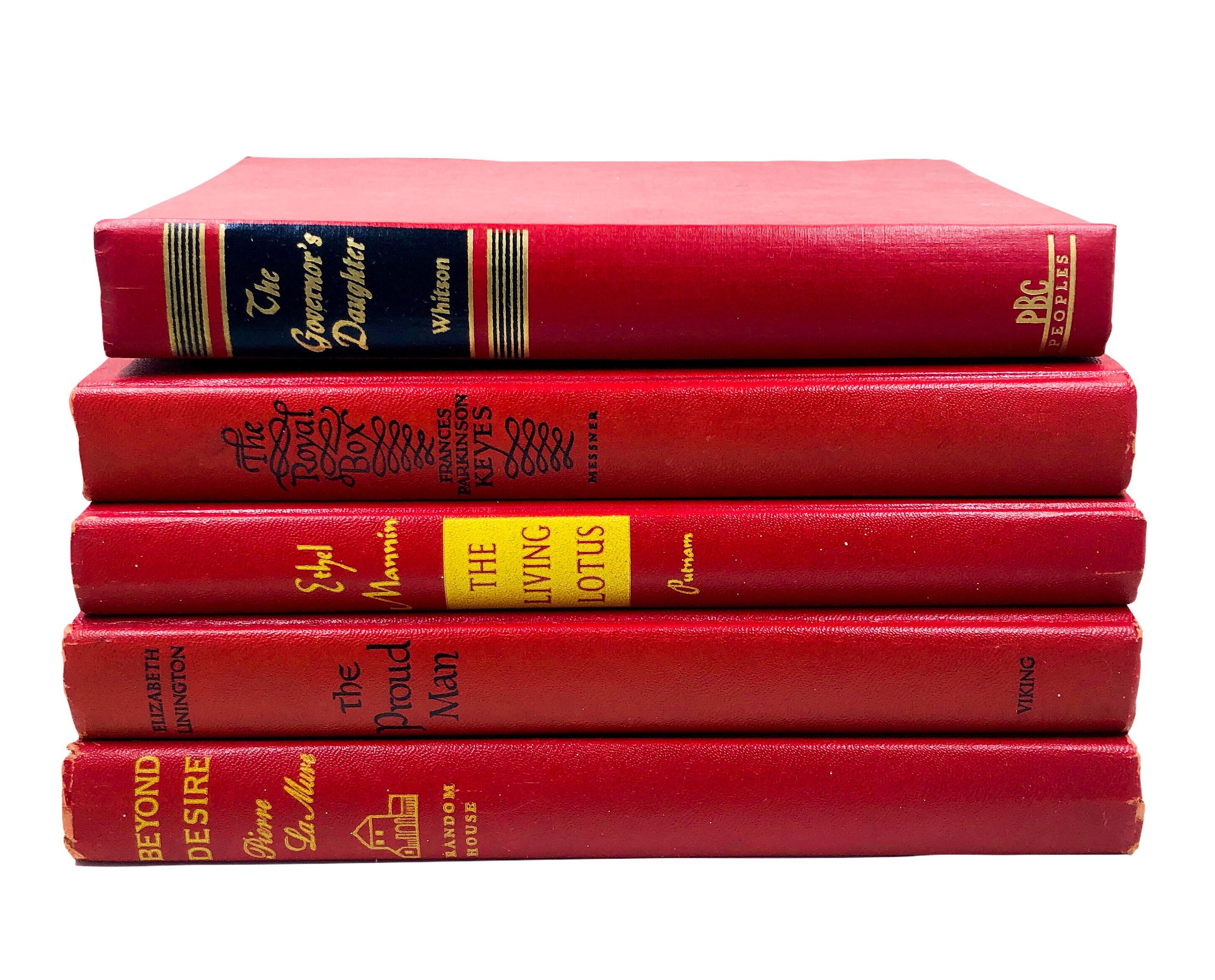 Vintage Red Books 5 Books by Color. Vintage Bookshelf Decor. Etsy