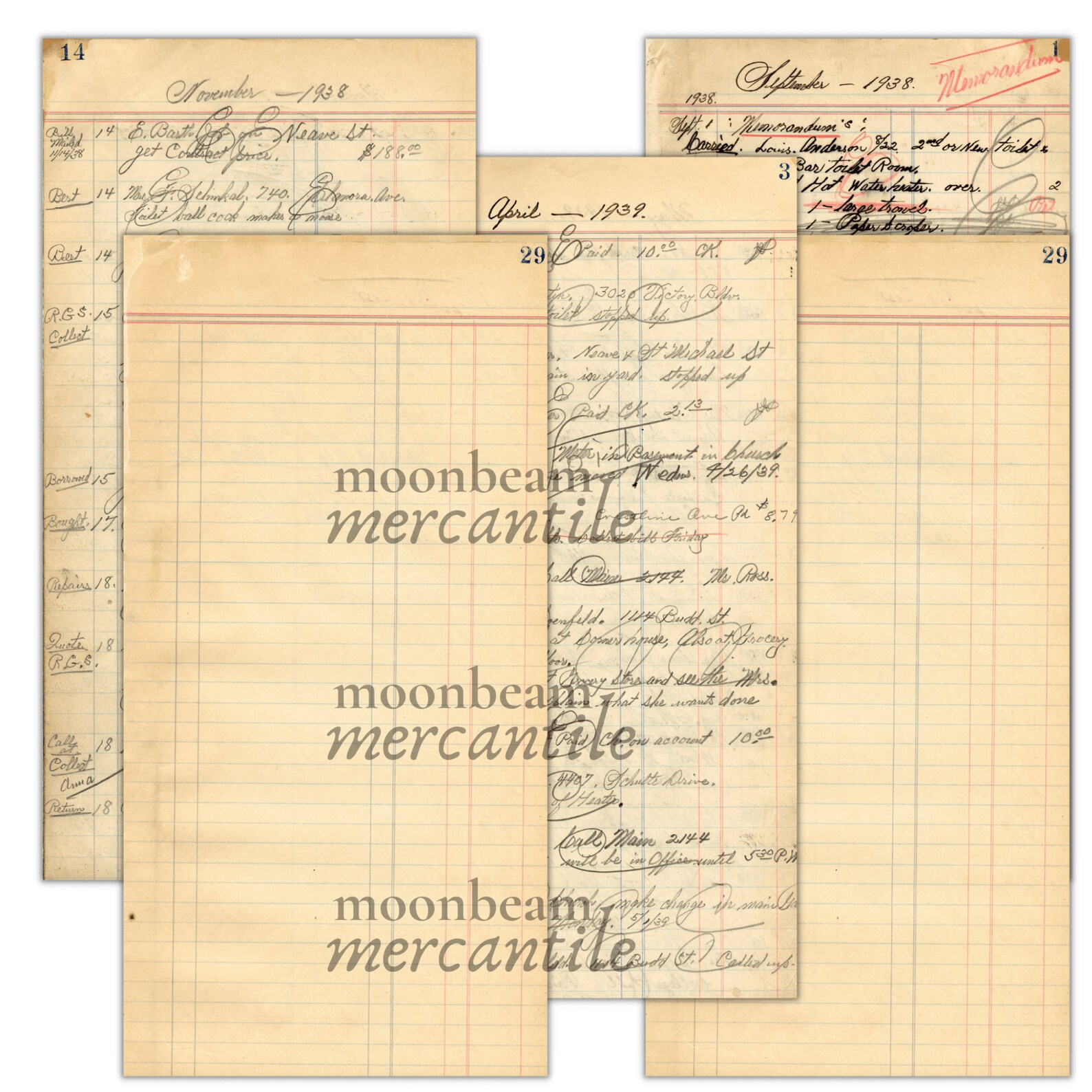 Vintage Antique Ledger Paper. 15 Unique Pages. Blank and Etsy España