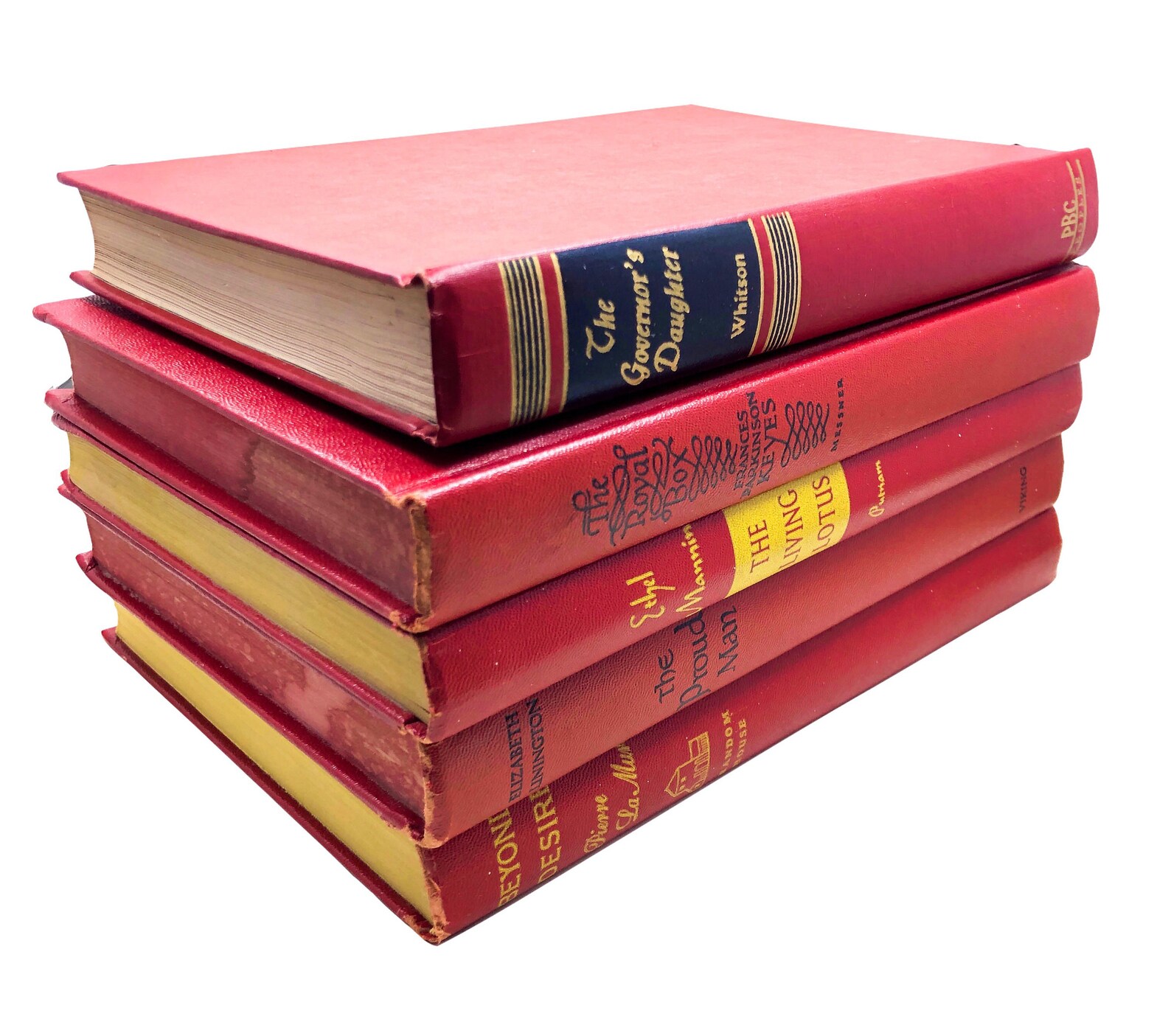 Vintage Red Books 5 Books by Color. Vintage Bookshelf Decor. Etsy