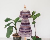 Red Indian Print Plain Weave Dress