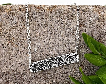Collar Mia / Collar minimalista con barra / Joyas conmemorativas grabadas con tus letras, huellas dactilares y firmas / Plata de ley / Joyas con escritura