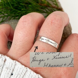 Willow Ring | Band Personalized Engraved with Your Own Fingerprints, Signatures and Coordinates | Custom Memorial Gifts | Scripted Jewelry
