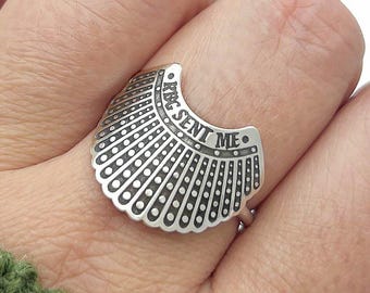 Anillo RBG Send Me – Collar de Disidencia de Plata, Latón o Bronce / Joyería de Derechos de la Mujer