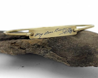 Pulsera Taylor: Pulsera de latón con escritura a mano / Joyería conmemorativa personalizada