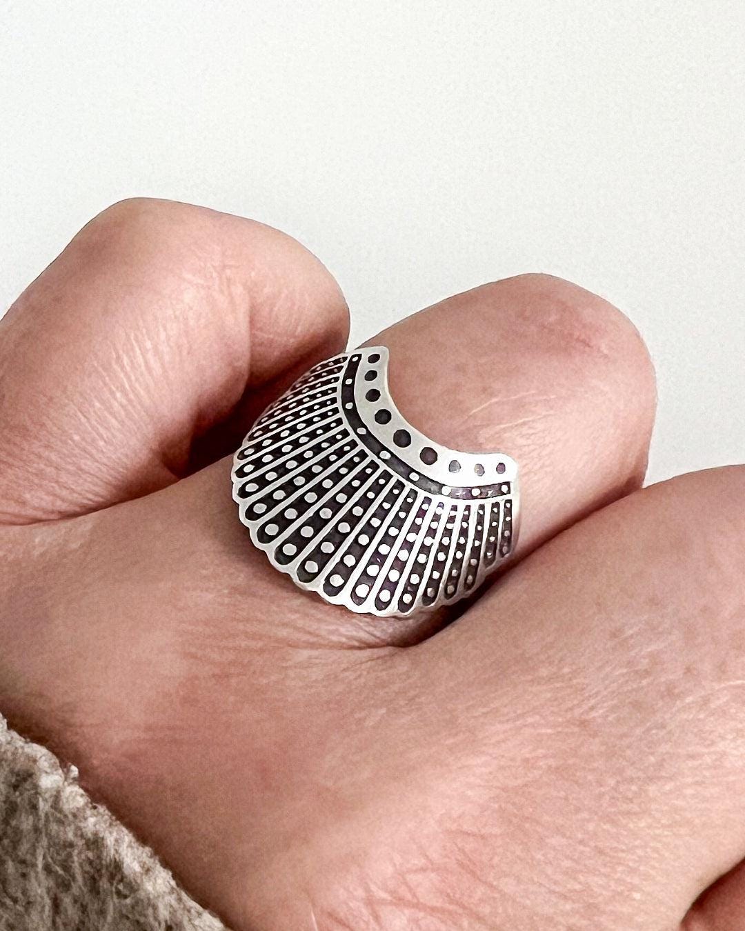 Shield Ring | RBG Dissent Collar Feminist Jewelry | Silver Brass or ...