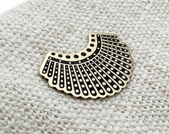 Pin de cuello/solapa feminista RBG Dissent, latón plateado/bronce