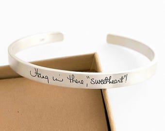 Leighton Cuff – Sterling Silver Handwriting Bracelet | Personalized Memorial Jewelry