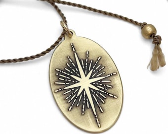 Collar Estrella del Norte / Colgante de latón con escritura a mano / Joyería personalizada para guardar recuerdos