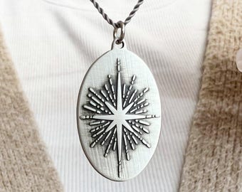 Collar Estrella del Norte / Colgante de plata de ley con escritura a mano / Joyería conmemorativa personalizada