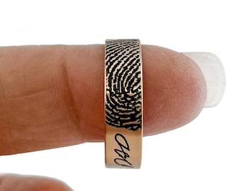 Anillo Sarah / Anillo de bronce personalizado con escritura a mano, joyería conmemorativa con huella dactilar, regalo de duelo personalizado, grabado de firma o garabato