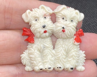 Vintage Scottie Dog Plastic Dogs Pin