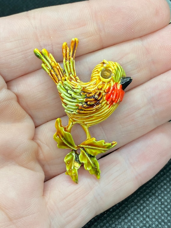 Art Nouveau Style Bird Pin by Art