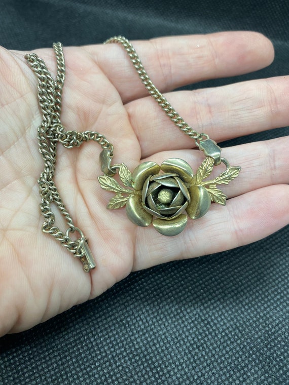 Vintage Flower Rose Peonies Necklace - image 3