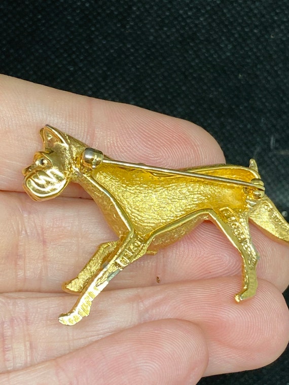 Vintage Dog Boxer Gold Plated Boucher Pin - image 2