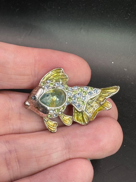 Vintage Rhinestone Angel Fish Fighting Fish Goldfi