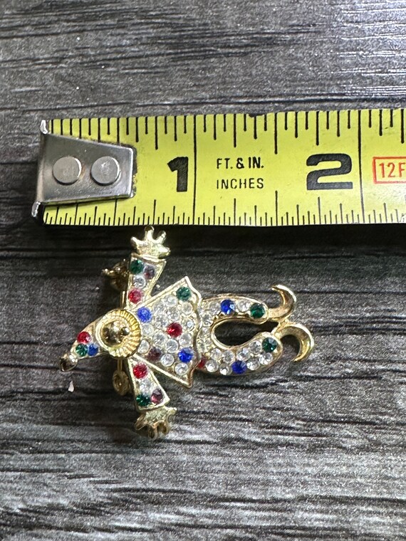 Vintage Rhinestone Dancing Clown Pin - image 4