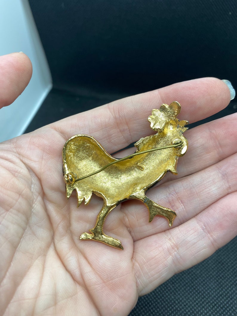 Vintage Enamel Rooster Pin