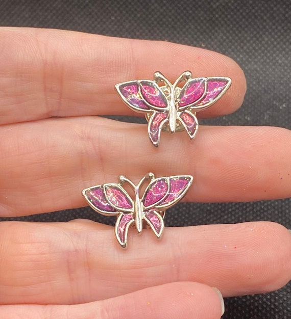 Vintage Pair of Enamel Butterfly Scatter Pins - image 1