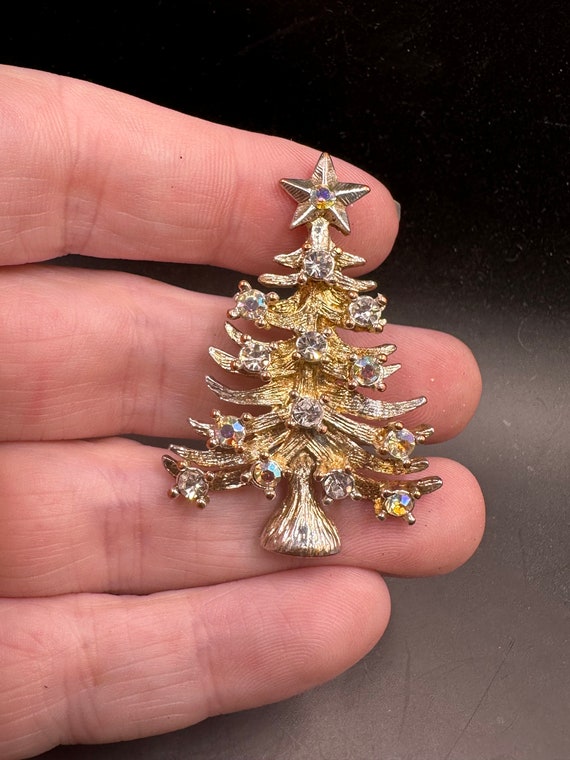 Vintage Christmas Tree Rhinestone Eisenberg Ice Christmas Tree Brooch Pin