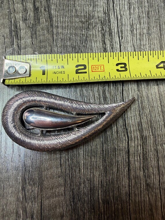 Vintage Modern Abstract M Jent Silver Tone Metal … - image 8