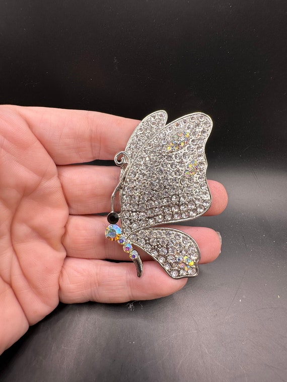 Vintage Rhinestone Butterfly Pin Large Statement … - image 1