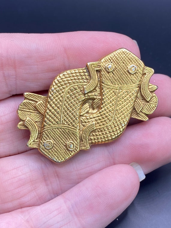 Vintage Stylized Koi Carp Fish Pin or Pendant
