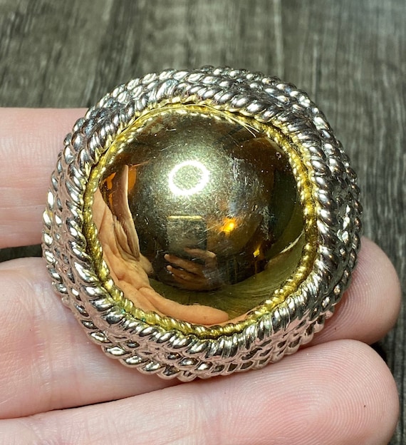 Vintage Modern Mixed Metal Abstract Shawl Pin - image 1