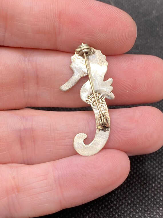 Vintage Sterling Silver Seahorse Pin - image 2