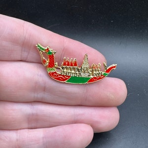 Vintage Enamel Chinese Dragon Boat Pin