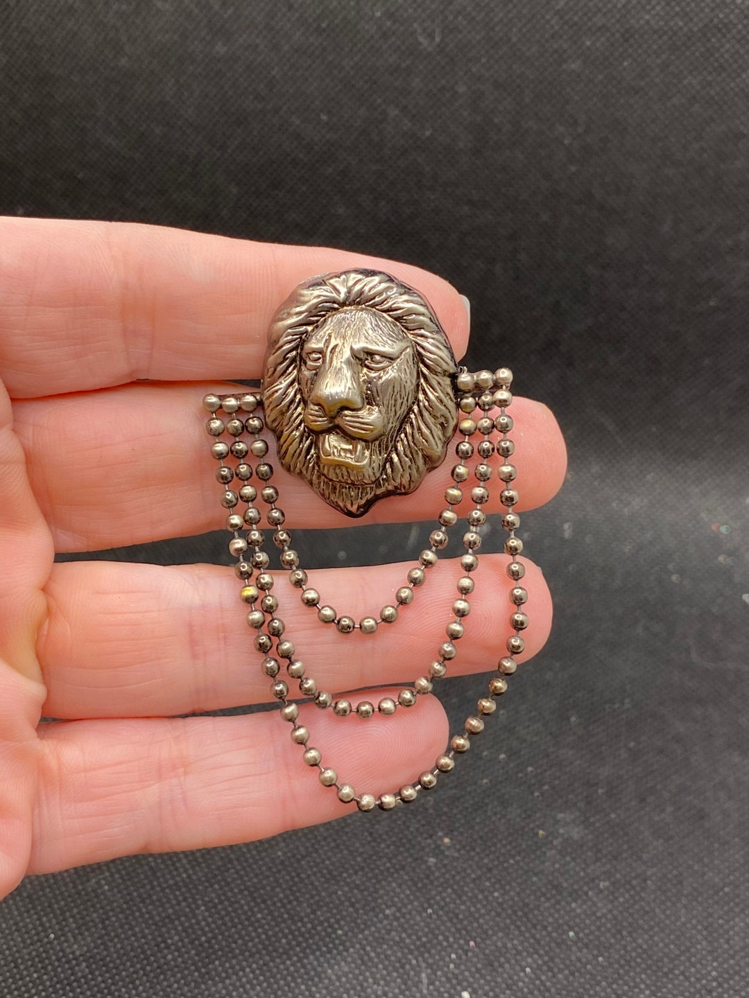 Vintage Lion Head Pin Etsy