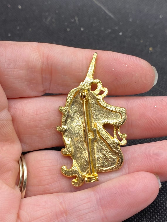 Vintage Enamel Unicorn Pin - image 2