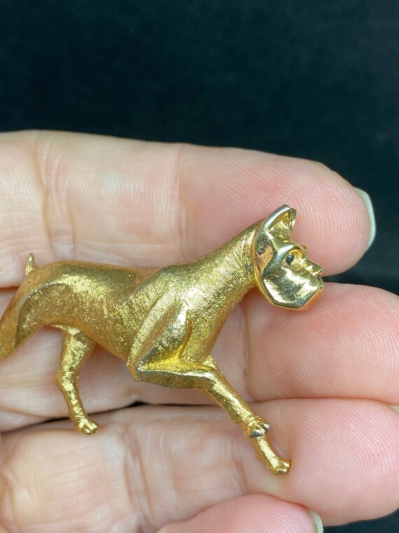 Vintage Dog Boxer Gold Plated Boucher Pin - image 6