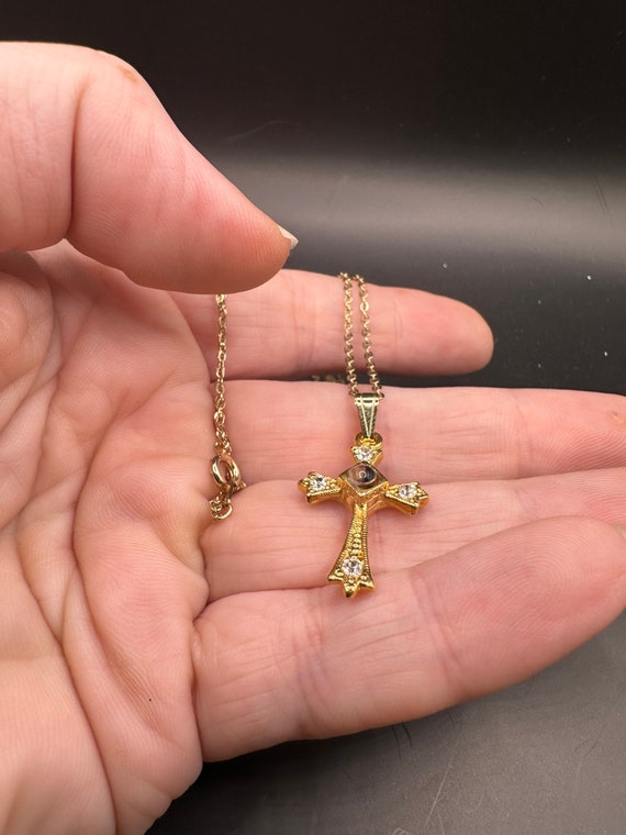 Vintage Rhinestone Cross Necklace - image 5