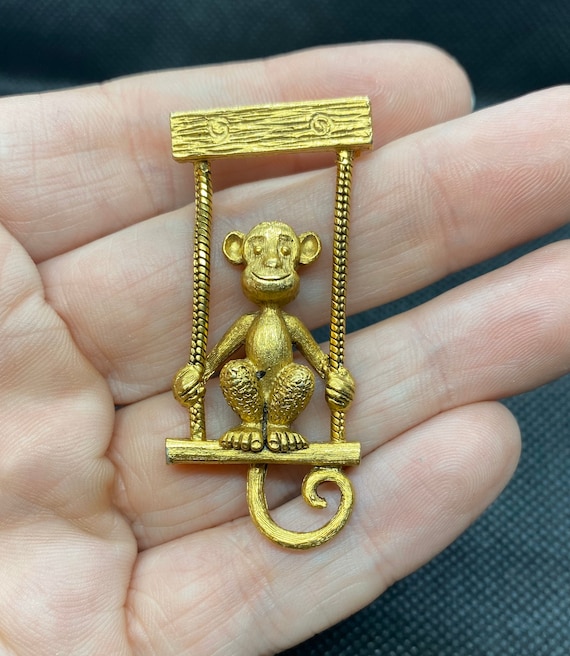 Vintage Swinging Monkey Pin by Danecraft - image 1