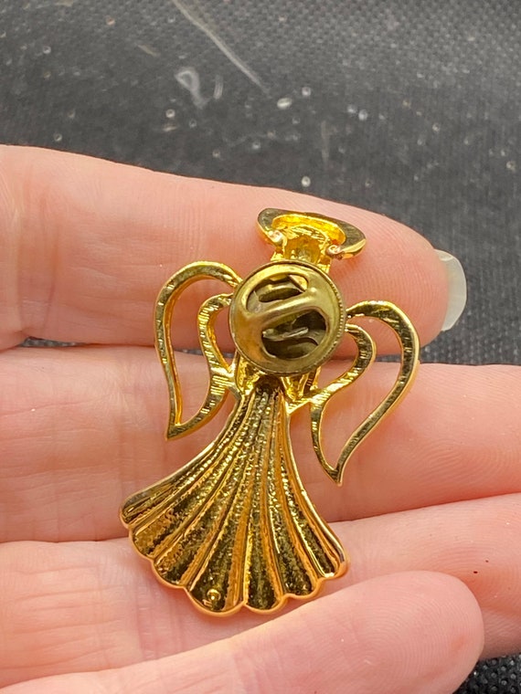 Vintage Rhinestone Angel pin - image 2
