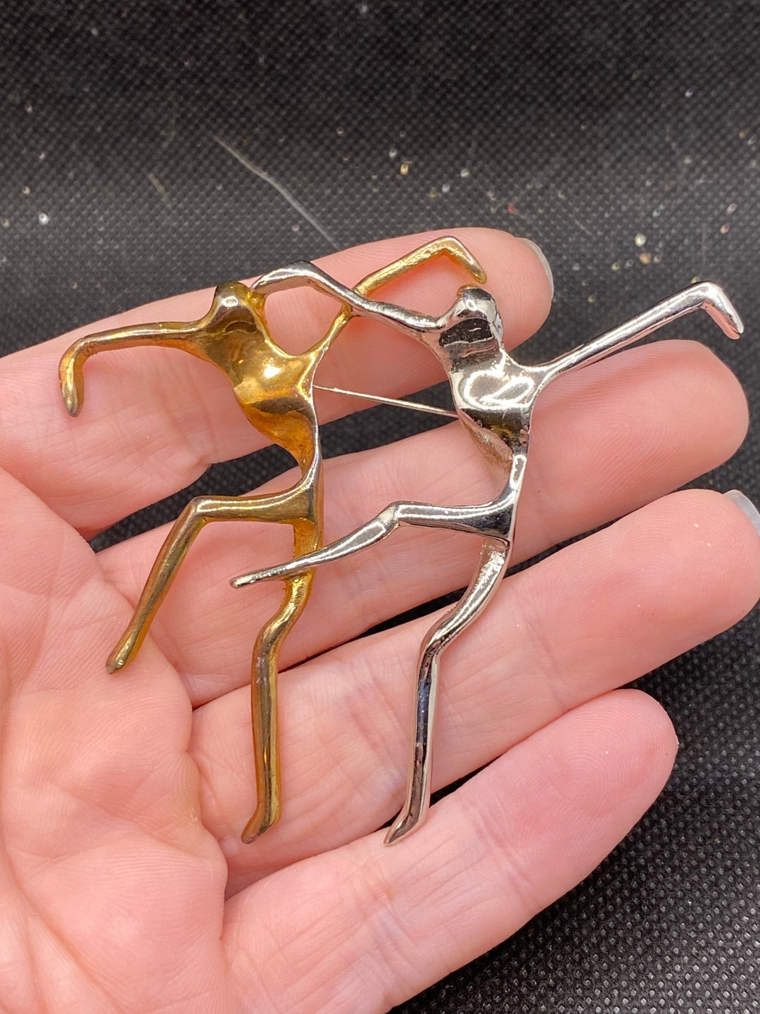 Modern Pin Vintage Gold and Silver Toned Abstract Modernist Dancers Pin - Etsy