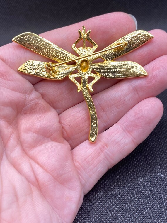 Vintage Rhinestone Dragonfly Pin - image 3