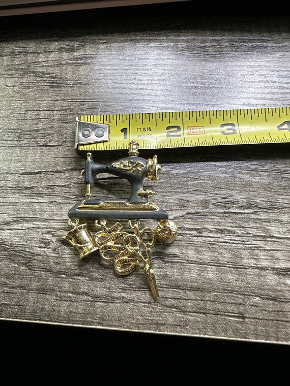 Vintage  Sewing Machine Pin with Dangles by Danec… - image 7