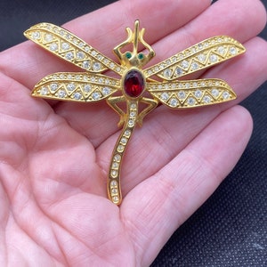 Vintage Rhinestone Dragonfly Pin image 1