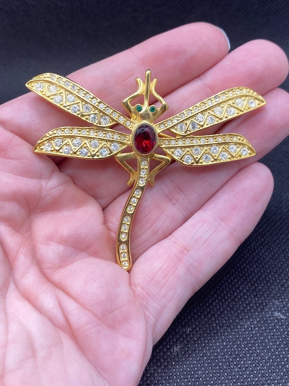 Vintage Rhinestone Dragonfly Pin