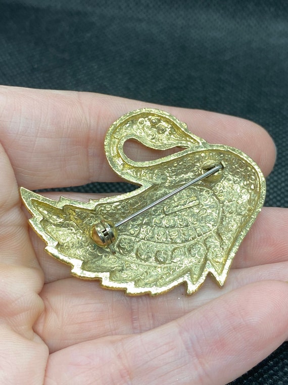 Vintage Swan Pin with Rhinestones by Park Lane - image 3