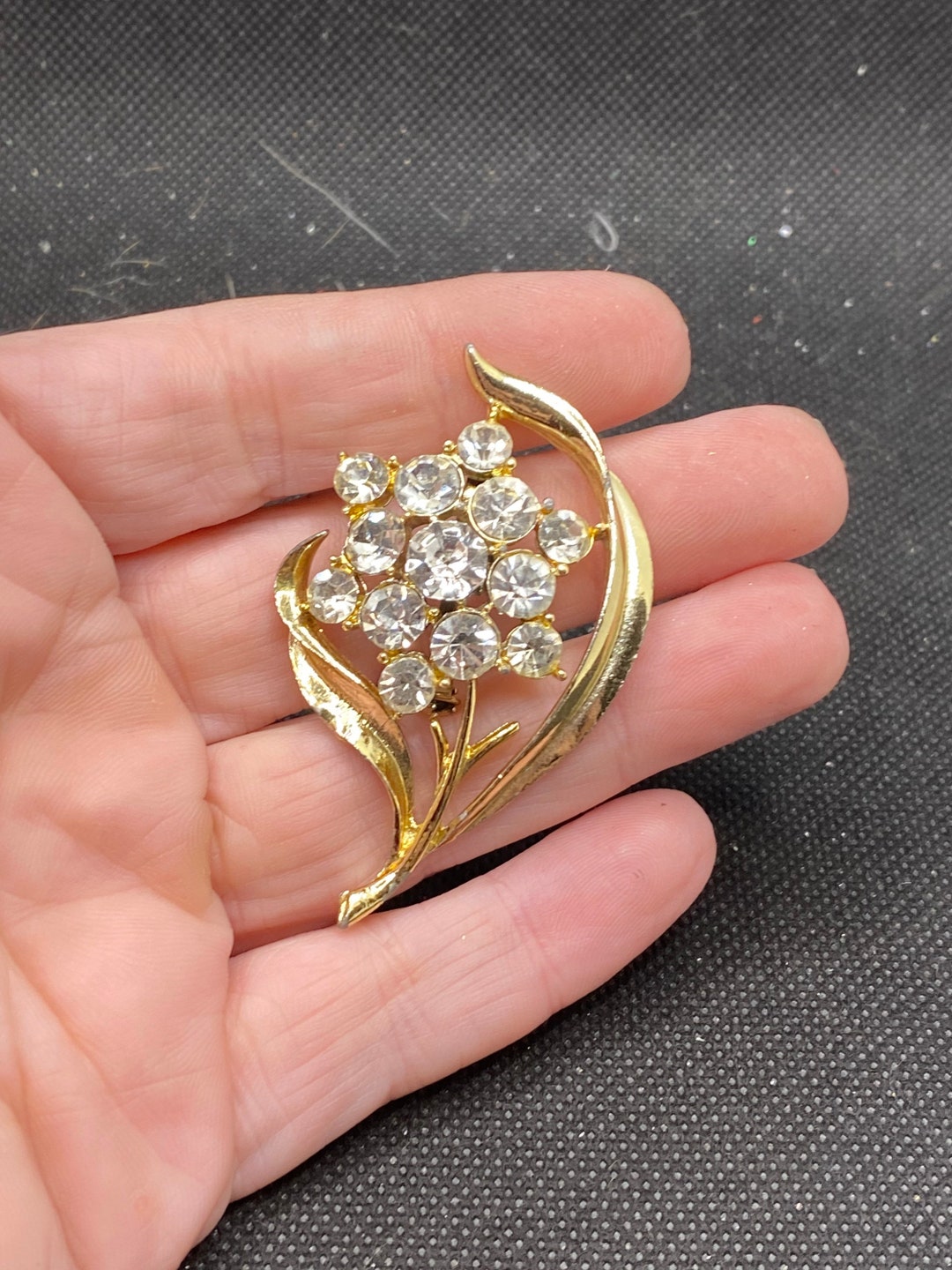 Floral Rustic Pin Vintage Flower Rhinestone Pin - Etsy