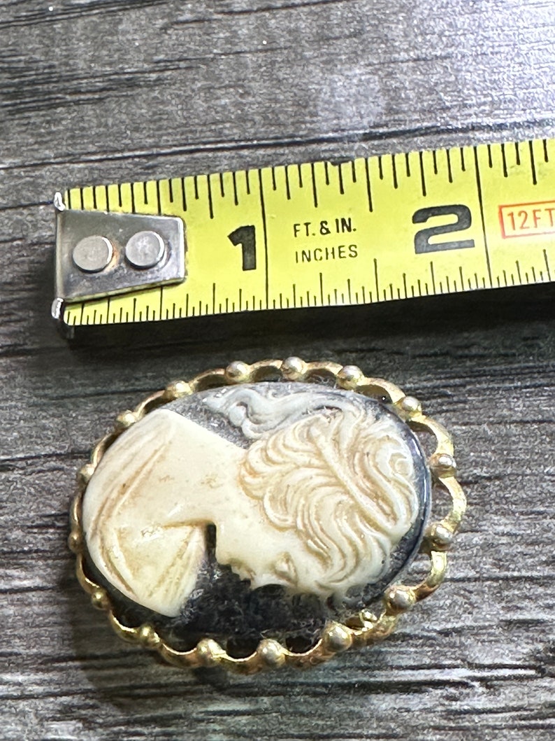 Vintage Resin Cameo Scrollwork Pin image 3