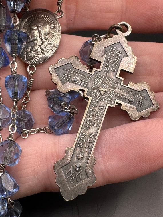Vintage Crucifix Rosary with Beads, rose beads an… - image 3