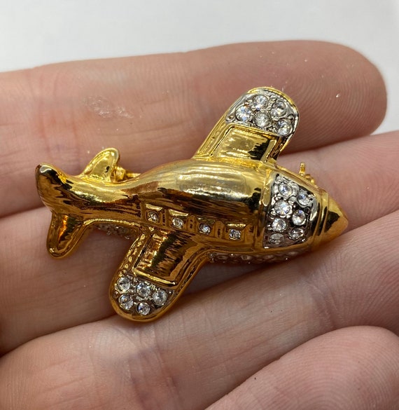 Vintage Airplane Brooch Vintage Airplane Pin Brooch WWII Twin